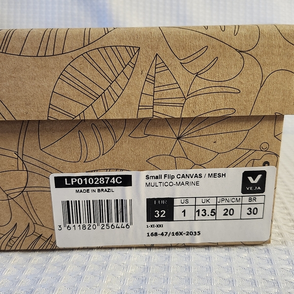 VEJA KIDS FLIP LACES CANVAS MULTICO MARINE Little/Big Kid sz 1 - Picture 3 of 3